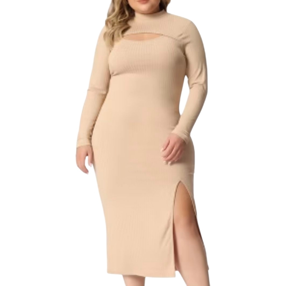 🎆 Agnes Orinda Ribbed Cut-Out Bodycon Midi Dresses